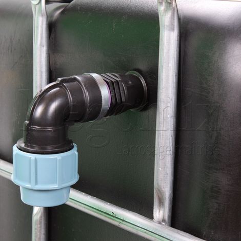 Negomix – Raccord coudé PE 32 mm – Manchon mâle fileté 3/4'' gaz – Écrou femelle 3/4'' gaz – Joints d'étanchéité inclus