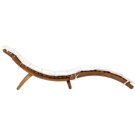 Chaise longue, Fauteuil Relax, pour Jardin Balcon Camping, avec coussin Bois d'acacia solide Crème OIB2406E (1/5)