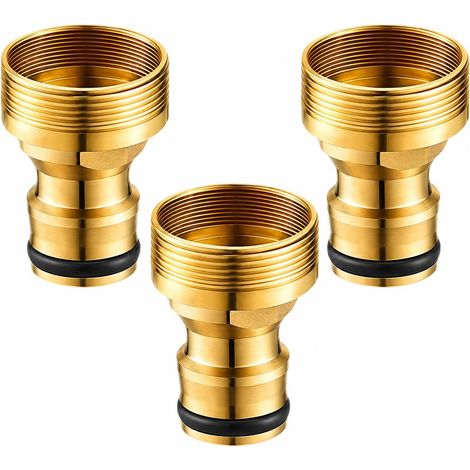 Lot de 3 adaptateur robinet tuyau arrosage en Laiton M24 M22, Raccord Rapide avec Joint Étanche, adaptateur robinet cuisine pour tuyau d'arrosage, Connecteur Jardin Mitigeur Lavage Extérieur (1/5)
