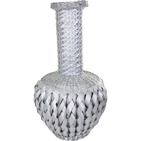 Jarrón bambú lacado plateado 15x38x71 (1/3)