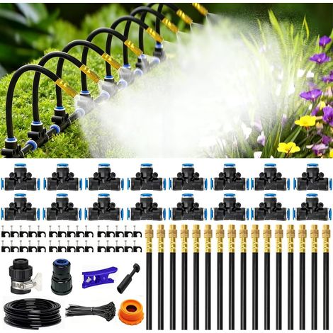 Garden Irrigation System 15m Drip Irrigation System 360° Flexible Garden Hose with 15 Spray Nozzles for Lawn, Patio, Garden (1/5)