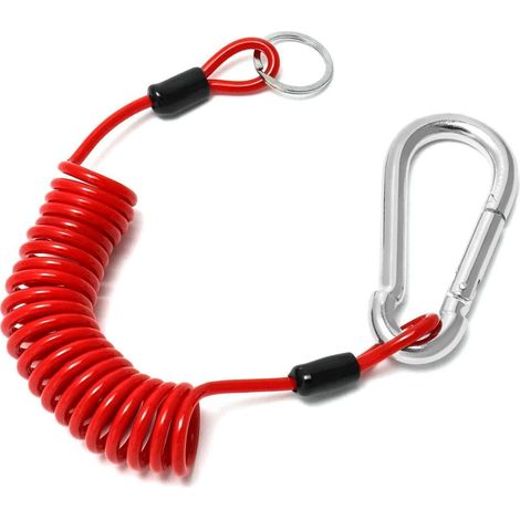Abreisseil für Anhänger 1.8m x 5mm Spiralkabel mit Karabiner Rot (1/5)
