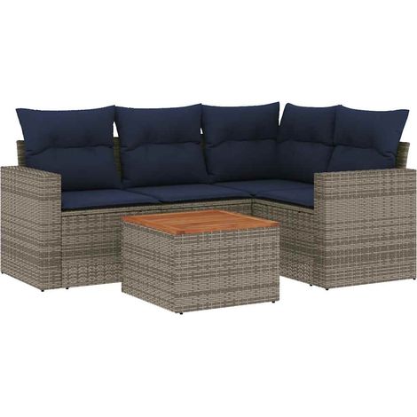 Maison Exclusive - 5-tlg. Garten-Sofagarnitur mit Kissen Grau Pol