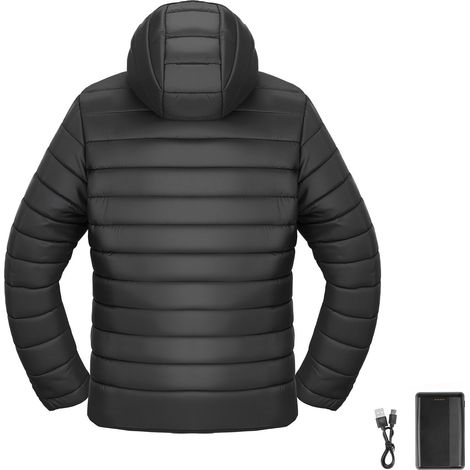 Manteau Chauffant Femme Batterie 7.4V, Veste Électrique Softshell Coupe-Vent, Blouson Thermique Léger 4 Zones et 3 Niveaux de Chaleur, Randonnée, Travail Extérieur, Noir (1/5)