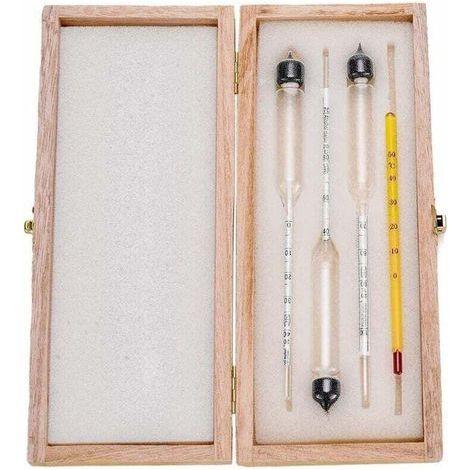 Alcoomètre 3pcs avec thermomètre Alcoomètre Teneur en alcool 0-40, 40-70, 70-100 Vol% Densimètre pour Spiritueux Distillats Whisky Brandy Vodka (1/4)