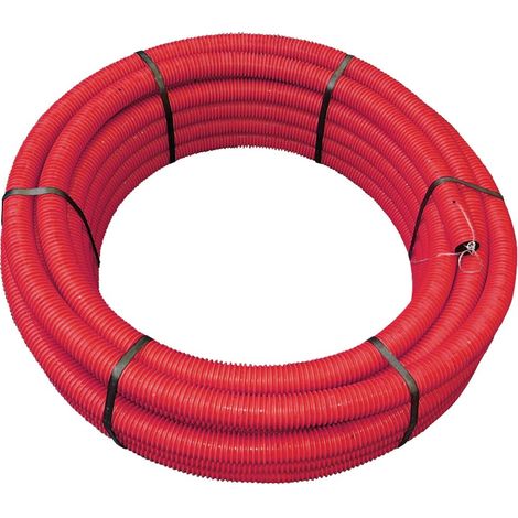 Jardibric – Gaine électrique annelée rouge Ø40 mm x 25m – PEHD souple pour câbles enterrés – Protection contre humidité et chocs