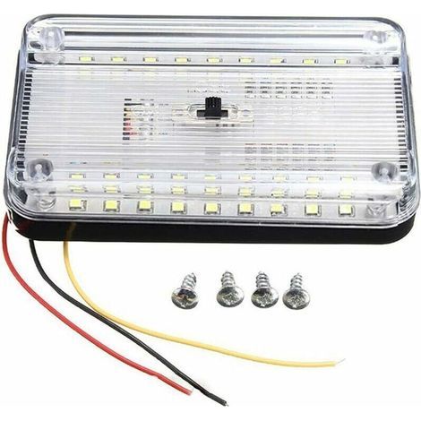 Éclairage intérieur 12 V pour voiture. Plafonnier rectangulaire 36 LED avec bouton pour camping-car, caravane, bateau, tente dôme et camping-car. (1/4)