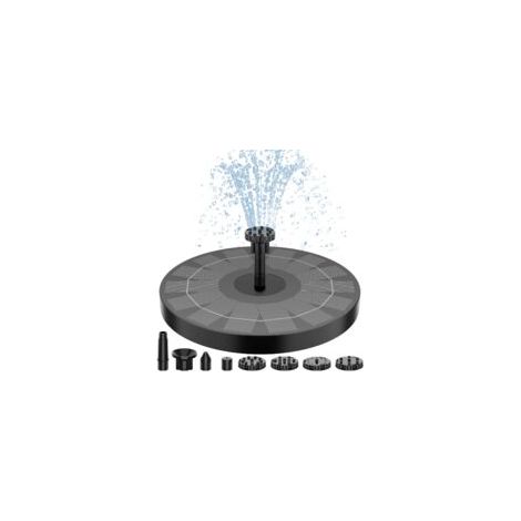Pompe de fontaine solaire pour bain d'oiseaux 2,5 W, pompe de fontaine solaire pour bain d'oiseaux avec 8 buses, pompe de fontaine d'eau à énergie solaire de 6,7 po pour jardin, étangs, piscine, aquar (1/5)