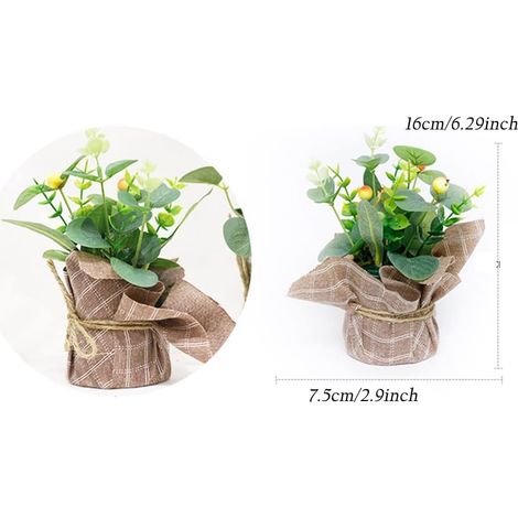Blumentopf zur Hochzeitssimulation, künstliches Blumenornament, künstliche Topfpflanze, künstliche Topfpflanzen, Kunstgras, für Büro und Zuhause (Beige), 4 Stück (1/4)