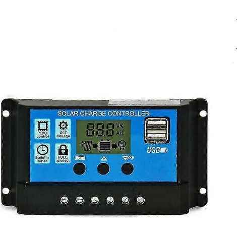 Contrôleur de charge pour panneaux solaires 12 V/24 V 30 A avec écran LCD et deux ports USB, édition bleue 1377740cm 0120 (1/5)