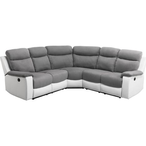 Canapé Panoramique Relax 5 Places "Tyoa" 238cm Gris & Blanc (1/5)