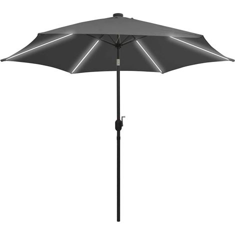 Ombrellone  Parasole con Luci a LED e Palo in Alluminio 300 cm Antracite (1/5)
