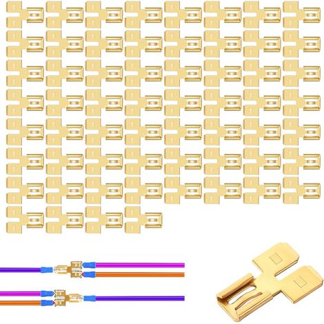 Packung mit 60 isolierten Doppelbuchsen-Steckern und Schnellsteck-Buchsen, 2-Wege-Splitter für zweipolige Kfz-Steckverbinder, 1/4"-Klinge.