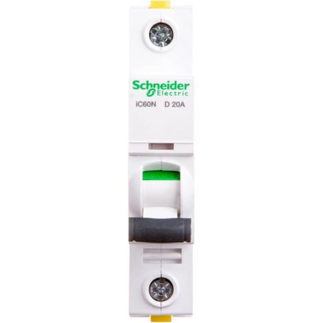 Interruptor automático 1P D 20A 6kA CA iC60N-D20 Acti9 A9F05120