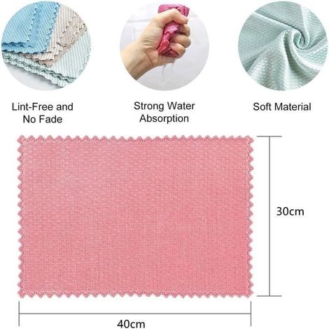 Lot de 10 chiffons de nettoyage en microfibre, 4030cm,Nano sans rayures, pour voiture, fenêtre, lunettes, cuisine, verre, miroir