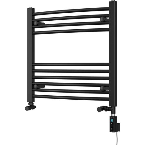 Zennor - Black Dual Fuel Towel Rail H600mm x W600mm Thermostatic WIFI - Curved (1/3)