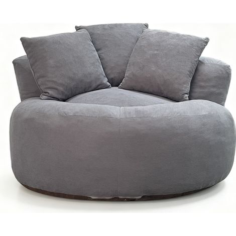Runder Bean Bag Sessel aus Cord in Grau 120 x 120 x 65 cm (1/5)