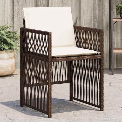 Gartenstühle mit Kissen 4 Stk. Braun Poly Rattan (1/5)