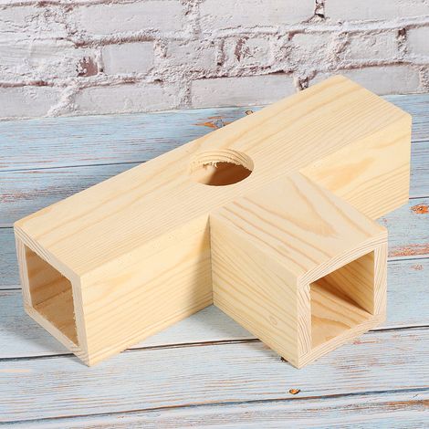 Tunnel en bois pour hamster, maison, nid, jouet d'entraînement et d'aire de jeux pour petits animaux (petit modèle en T) (1/5)
