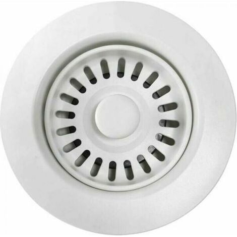 – Bonde d'évier en polymère blanc avec filtre à panier amovible – Dimensions 7,4 x 4,5 cm – Résistance à la corrosion – Pour éviers en granit et inox (1/4)