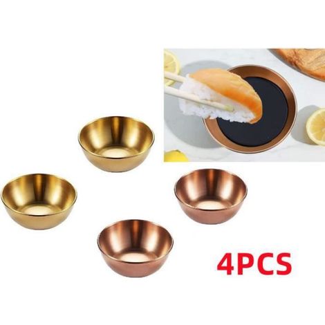 4 Bol, Acier inoxydable, Or rose, 8x2.5 cm, Lave-vaisselle, Tapas, Condiments, Maison (1/4)