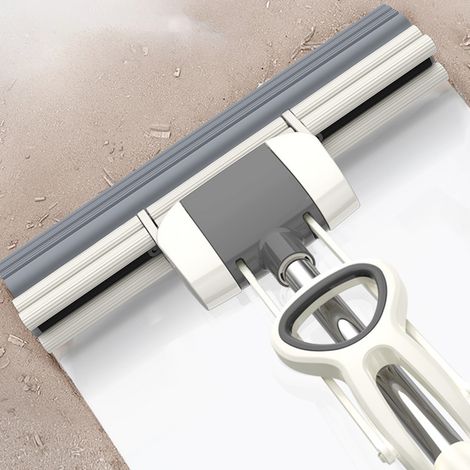Mocio a rullo autopressurizzante con 2 testine in spugna, mocio a rullo multifunzionale, a contatto manuale, adatto a tutte le superfici del pavimento. (1/4)