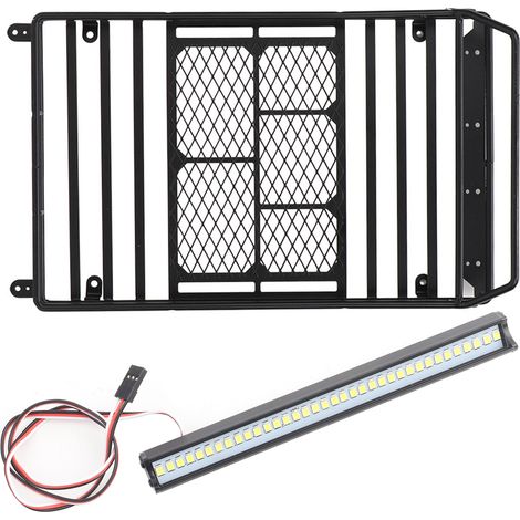Porte-bagages et plateau de toit pour voiture RC 1/10 TRX-4/SCX10 avec éclairage LED (1/5)