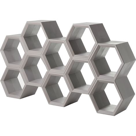 Hexa Grigio tortora libreria a parete scaffali ripiani originale Slide di design moderna colorata made in Italy modulare