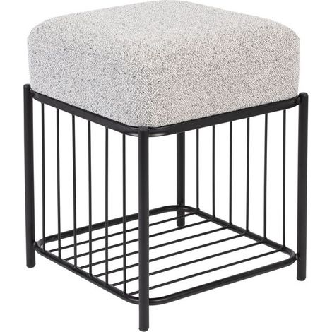Tabouret design, Tabouret Milou carré tissu Noir en Fabric, BOITE A DESIGN (1/5)