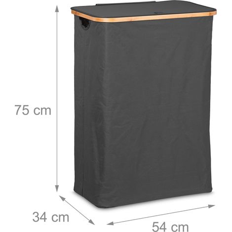 Cesto portabiancheria pieghevole moderno con coperchio 60 x 40 x 30 cm pratico design scandinavo in tessuto nero 130013939