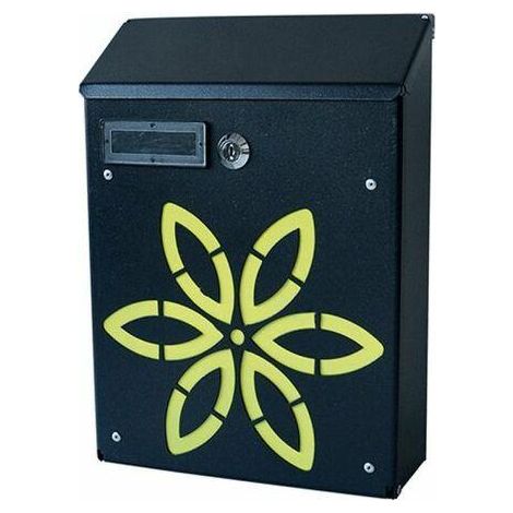 Pulverbeschichteter anthrazitfarbener Briefkasten h 29 cm wandmontiert -Blume (1/4)