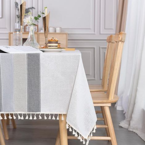 nappe Rectangulaire Grise Anti Tache Nappe Elegante Table Cloth Linen 140x200 Cm Tablecloth Rectangle Pour Maison Salle  Manger Table De Cuisine D