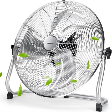 Aigostar Ventilatore a Pavimento Cromato Alta Velocità 100W Diametro 54cm 3 Pale (1/5)
