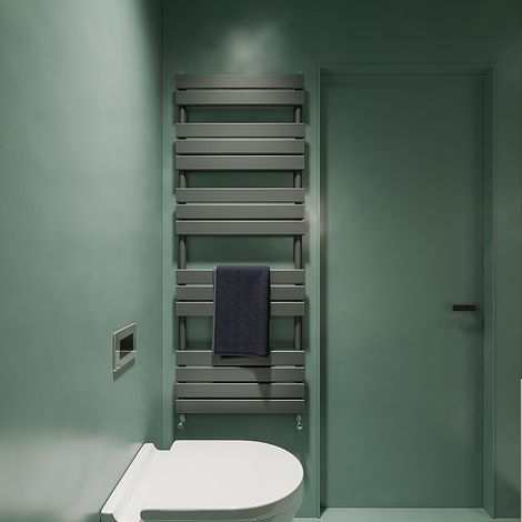 Acezanble Anthracite Flat Panel Heated Towel Rail Bathroom Ladder Radiator 1600 x 600mm (1/3)