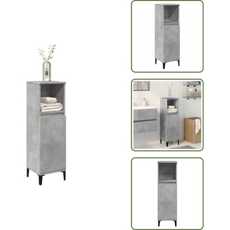 vidaXL Armoire de salle de bain gris béton 30x30x100 cm