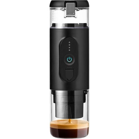 Cafetera espresso portátil, portátil, negra, cafetera eléctrica automática con USB-C y pantalla LED, compatible con cápsulas. (1/5)