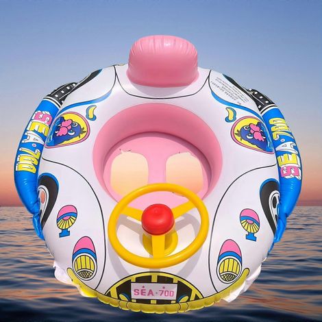 Flotadores inflables para piscina para niños, divertidos coches de policía y balsas con forma de barco de dibujos animados, coloridos juguetes de PVC para la piscina para jugar en el agua durante el v (1/5)