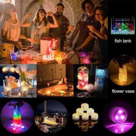 Wasserdichte Mini-LED-Lichter mit Fernbedienung, batteriebetriebene RGB-Farbwechsellichter für Vasen, Zuhause, Party, Hochzeit, Tischdekoration, Centerpieces und Brunnen (1/4)