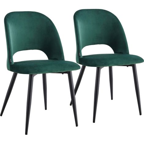 Lot de 2 chaises en acier et velours vert (1/5)