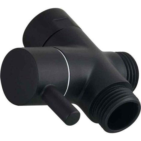 Vanne 3 Voies en Laiton Vanne d'Arret G 1/2 Robinet d'Arret pour Douchette Douche Salle de Bain, Noir, DSF007C (1/5)