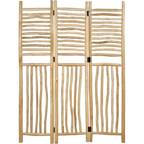Paravent 3 pans pliables en bois de teck massif H. 170 cm - MARIANO (1/5)
