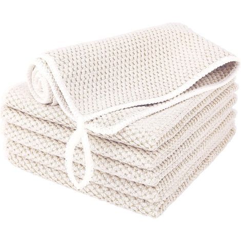 6-Piece Microfiber Cloth Set, Size 30 x 30 cm, White, Absorbent, for Kitchen and Car (1/5)