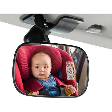 Weitwinkel-Konvex-Sicherheitsspiegel für Babys – Auto-Innenspiegel – Babyspiegel – 360° verstellbar – Babysitzspiegel mit Clip – Schwarz (1/4)