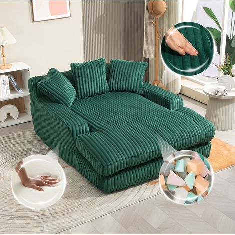 Chaise longue verde smeraldo 125 x 155 x 63 cm, 3 cuscini, senza montaggio (1/5)