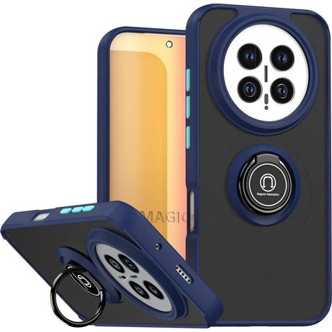 Étui de téléphone rotatif avec support anneau et support voiture (bleu foncé, HONOR Magic7 Lite), protection antichoc. (1/5)
