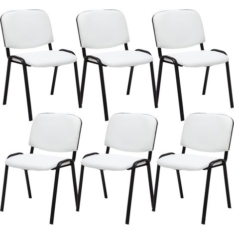 Set 6 Sillas De Conferencia Ken En Cuero PU Blanco (1/3)