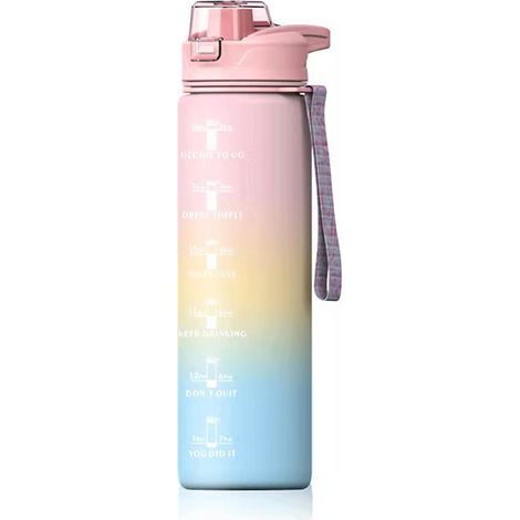 Gourde de sport 1 litre – Gourde en Tritan sans BPA – Gourde étanche avec revêtement doux au toucher – Idéale pour le sport, le fitness et les activités de plein air – Dégradé rose (1/5)