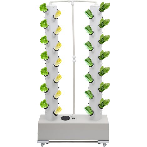 Système de Culture Hydroponique avec Pompe à Eau et Minuterie, 56 Fentes de Plantation, Tour Hydroponique avec roues, Kit Germination de Plantes de culture sans sol pour Herbes, Fruits, Légumes (Base  (1/5)