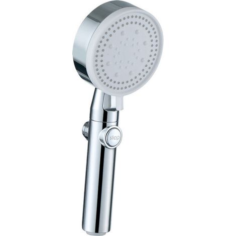 Pommeau De Douche, Haute Pression Pommeau Douche économe En Eau 4 Types De Jets Avec Flexible En Acier Inoxydable , Argenté, (1/5)