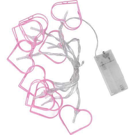 Guirlande lumineuse en fer forgé en forme de cœur, composée de 10 LED, idéale pour les tentes extérieures, Halloween, les fêtes de Noël, les mariages, couleur rose en forme de cœur. (1/5)